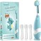 Papablic Toddler Sonic Electric Toothbrush Kids for Ages 1-3 Years, Baby Electric Toothbrush with Cute Dino Cover and Smart LED Timer, 4 Brush Heads (Debby