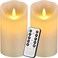 Antizer Battery Operated Flameless Candles, Ivory Real Wax Pillar LED Candles with 10 Key Remote Control and 24 Hour Timer (Pack of 2-8.5cm x 6.24cm