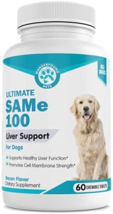 PAWSITIVE LABS SAMeLQ 100, Liver Support for Dogs, SAM e Chewable Hepatic Support for Dogs, Promotes Cell Membrane Strength, Bacon Flavor (60 Counts