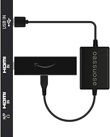 محول كابل طاقة USB من Oassuose لجهاز Fire TV Stick، يُشغّل أجهزة بث التلفزيون مباشرةً من منفذ USB في التلفزيون (يُغني عن محول التيار المتردد وكابل الطاقة الطويل جدًا).