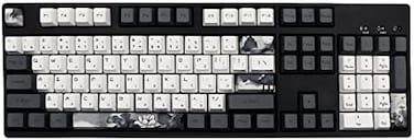 JSJT Ink Lotus Keycaps OEM Profile Japanese Keycaps 140 Keys PBT Dye Sublimation Custom Keycaps Suitable for GK61/64/68/84/87/96/98 Cherry MX Switches ANSI/ISO Layout Mechanical Keyboards