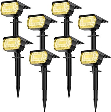 LANSOW Solar Spot Lights Outdoor, [8 Pack/57 LED] 2-in-1 Solar Landscape Spotlights, 3 Modes IP65 Waterproof Dusk to Dawn Solar Powered Flood Wall Lights for Outside Yard Garden Pathway(Warm White