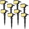 LANSOW Solar Spot Lights Outdoor, [8 Pack/57 LED] 2-in-1 Solar Landscape Spotlights, 3 Modes IP65 Waterproof Dusk to Dawn Solar Powered Flood Wall Lights for Outside Yard Garden Pathway(Warm White