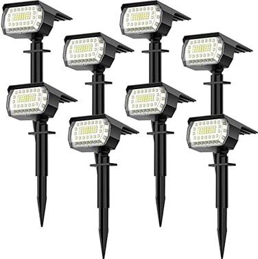 LANSOW Solar Spot Lights Outdoor, [8 Pack/57 LED] 2-in-1 Solar Landscape Spotlights, 3 Modes IP65 Waterproof Dusk to Dawn Solar Powered Flood Wall Lights for Outside Yard Garden Pathway(Cool White