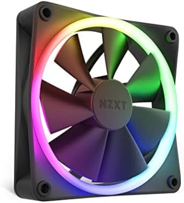 مراوح NZXT F120 RGB - RF-R12TF-B1 - إضاءة RGB قابلة للتخصيص - تبريد هادئ للغاية - ثلاث مراوح (وحدة تحكم RGB متضمنة) - مروحة 120 مم - أسود