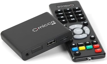 مشغل الوسائط الرقمية Micca Speck G3 2K Quad-HD، يدعم محركات أقراص USB وبطاقات MicroSD، وشاشات العرض الرقمية، ويدعم صيغ الفيديو H.265/HEVC وH.264/AVC وMP4 وMKV، بالإضافة إلى ملفات الموسيقى MP3 والصور J