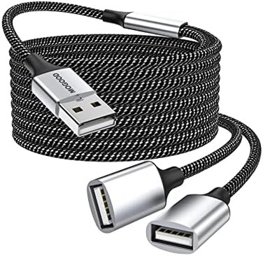 MOGOOD USB Extension Cable,USB A Male to 2 Female Extension Cord Durable USB Splitter Cable Nylon Braided Fast Data Transfer Compatible with Printer, USB Keyboard, Flash Drive, Hard Drive, PlayStation