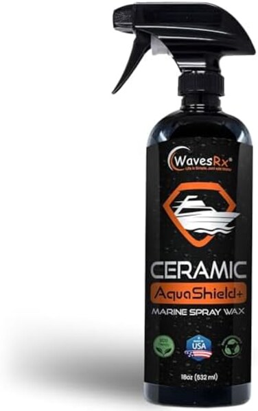 طلاء بخاخ سيراميكي عالي الأداء من WAVESRX للقوارب والدراجات المائية (AquaShield). مانع تسرب SiO2 من الدرجة البحرية يحمي من الملح والملوثات وأضرار الأشعة فوق البنفسجية. شمع سريع التلميع بثاني أكسيد الس