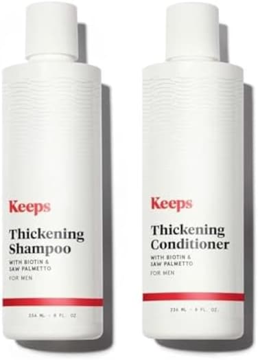 Keeps Hair Thickening ShampooConditioner Set - Treatment for Thinning Hair and Hair Loss - Regrowth for Fuller, Thicker Looking Hair - Infused with Biotin, Caffeine,Saw Palmetto