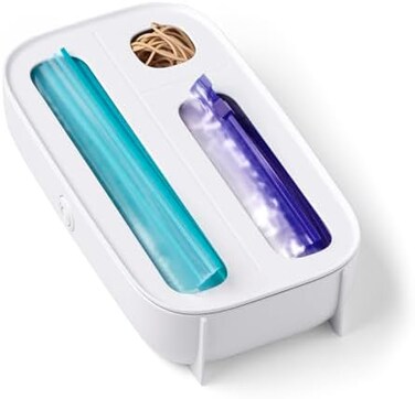 YouCopia StoraBag Drawer Food Bag Dispenser, 3-Slot Plastic Ziploc Bag Organizer for Kitchen, Holds Food Storage Bags, Freezer Bags, Snack Bags, BPA-Free, Easy to Clean