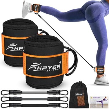 HPYGN Ankle Resistance Bands with Cuffs, Ankle Bands for Working Out, Resistance Bands for Leg Butt Training Exercise Equipment for Kickbacks Hip Gluteus Training Exercises, Ankle Strap with Exercise