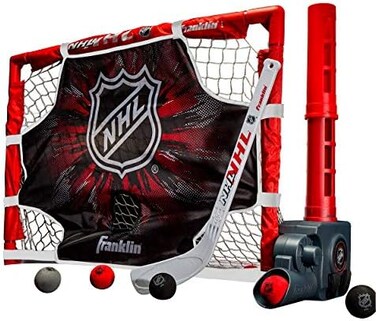 Franklin Sports NHL Kids Knee Hockey Goal Set - Mini Hockey GoalStick Set - Automatic Hockey Ball Passer, GoalTarget Set - Youth Toy Hockey Set