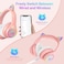 LOBKIN Bluetooth 5.3 Kids Headphones with Bag - RGB LED Light Up Cat Ears Foldable Adjustable On-Ear Headset Support Wireless or 3.5mm Wired Mode for ToddlerGirlsBoys Teens (Pink