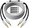 سلك مكبر صوت إليكان 14 AWG بطول 8 أقدام مع موصلات طرفية مطلية بالذهب من نوع الموز - مصنف CL2 - للتثبيت داخل الجدار - مضفر من النايلون شديد التحمل، نحاس خالٍ من الأكسجين (OFC-أبيض) - مع 5 روابط كابل