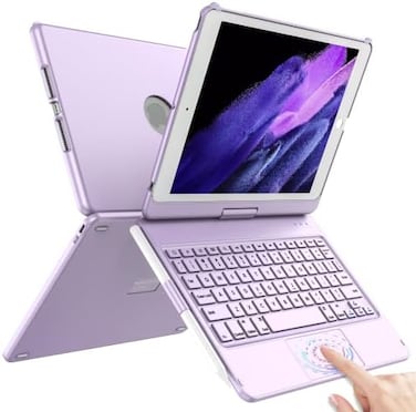جراب لوحة مفاتيح TQQ Touchpad لجهاز iPad 10.2 الجيل التاسع/الثامن/السابع، جراب لوحة مفاتيح لجهاز iPad الجيل التاسع/الثامن/السابع - غطاء حماية قابل للدوران 360 درجة للوحة مفاتيح iPad الجيل التاسع/الثام