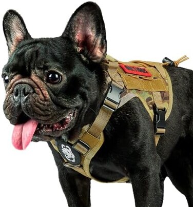 OneTigris Tactical Dog Harness Vest,No-Pull Service Dog Vest with HookLoop Panels,Adjustable Dog Vest Harness for Walking Hiking Training(CamoColor,XS