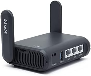 GL.iNet GL-AXT1800 (Slate AXPocket-Sized Wi-Fi 6 Gigabit Travel Router, Extender/Repeater for HotelPublic Network, VPN ClientServer, OpenWrt, Adguard Home, USB 3.0, Network Storage, TF Card Slot