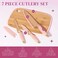 Paris Hilton Cutlery Set with Bamboo Cutting Board, 7-Piece, Pink