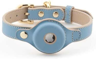 Nina Woof Cupertino Dog Collars, HarnessesLeashes Made from Vegan Leather with Dog Tracker Device Holder Adjustable Dog Collar (Extra Small, Blue