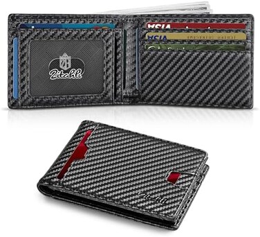 Zitahli Mens-Wallet-Slim-Leather-RFID Blocking Wallet for Men Minimalist Bifold Credit Card Holder with Gift Box