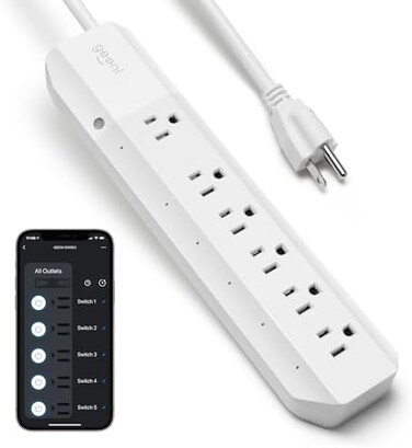 Geeni Surge Smart Wi-Fi Surge Protector, No Hub Required, Works with Alexa, The Google AssistantMicrosoft Cortana, White 6 Outlet GN-SW003-199 1