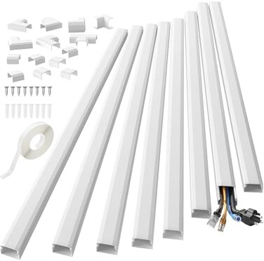 Yecaye [Upgrade Version] Cable Management Channel - CMC-02 Concealer Cord Cover - 125" Wire Hider Raceway Kit - Organizing Wall Mount TV System Cable Runner Home Office - 8X L15.7in, W1.18 H0.6in, Whi