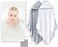 BAMBOO QUEEN 2 Pack Baby Bath Towel Rayon Made from Bamboo Ultra Soft Hooded Towels for Babies,Toddler,Infant Newborn Essential Perfect Baby Registry Gifts, 37.5x37.5 in Grey and White