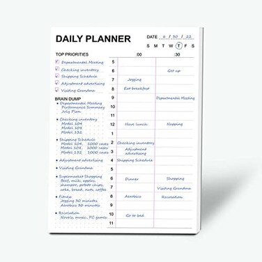Tiankool To Do List Notepad - Daily To Do List with Priorities, Hourly Scheduler and Notes - Daily Planner Notepad for Work, Study, Appointments, 60 Tear Off Sheets Planning Pad, 7x10 Inch