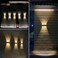 Mrzxy Solar Wall Lights Outdoor Aluminum Sconce Spot Lens 3000K LED Up and Down Waterproof Solar Lights for Outside, Porch, Garage Door