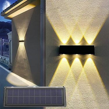 Mrzxy Solar Wall Lights Outdoor Aluminum Sconce Spot Lens 3000K LED Up and Down Waterproof Solar Lights for Outside, Porch, Garage Door
