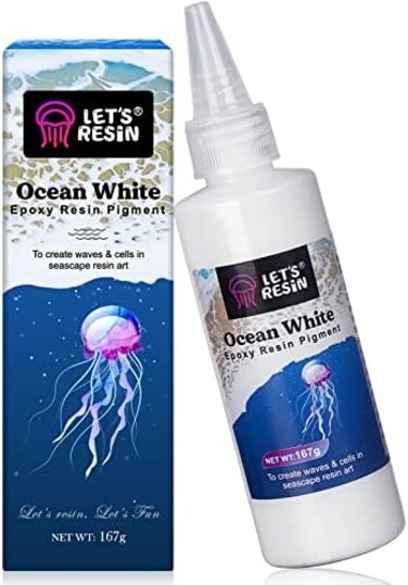 LET's RESIN Ocean White Epoxy Resin Pigment 167g/5.89oz, High Concentrated Pigment Paste for Epoxy ResinUV Resin, UV Resistant Opaque Pigment for Creates CellsLacing, 3D Flower Resin Coasters