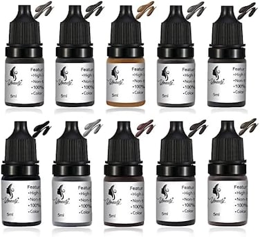 Ybeauty Tattoo Ink Permanent Eyebrow Make up Pigement for Eyebrows Eyeliner Lips Microblading Supplies for Eyebrow Machine Pigment Set for Professional Supplies (10 Colors