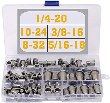 Woopais Rivet Nuts Threaded Insert Nutsert Rivnuts 8-32 * 10-24 * 1/4-20 * 5/16-18 * 3/8-16 YX-SS-5-74