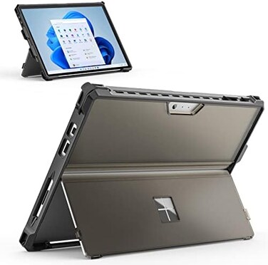 جراب MoKo لجهاز Microsoft Surface Pro 7 Plus/Pro7/Pro 6/Pro 5/Pro 4/LTE - جراب متين متعدد الاستخدامات مع حامل قلم، جراب واقٍ مزود بمسند، متوافق مع لوحة مفاتيح Type Cover، أسود غير لامع