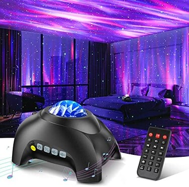 HODANS FIAHNG Northern Galaxy Light Aurora Projector with 33 Light Effects, Night Lights LED Star Projector for Bedroom Nebula Lamp, Remote Control, White Noises, Bluetooth Speaker for Parties