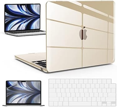 جراب IBENZER متوافق مع أجهزة MacBook Air مقاس 13 بوصة موديلات 2022، 2024، 2023، 2025، طرازات M4، A3240، M3، A3113، M2، A2681، جراب صلب، غطاء لوحة مفاتيح، وواقي شاشة لجهاز Mac Air مقاس 13.6 بوصة، شفاف