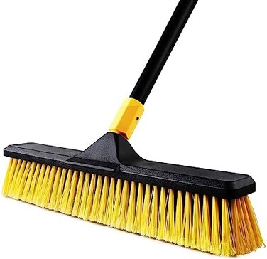 Yocada 18 Inch Push Broom Heavy-Duty Outdoor Commercial Broom Brush Stiff Bristles for Cleaning Patio Garage Deck Concrete Wood Stone Tile Floor 65.3" Long