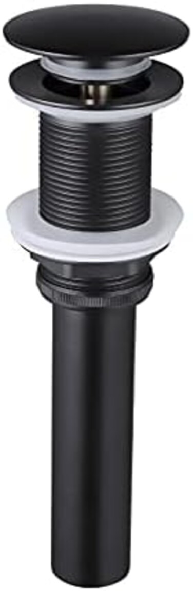 KES Bathroom Sink Drain Without Overflow Vessel Sink Lavatory Vanity Pop Up Drain Stopper Matte Black, All Metal Rustproof Brass and 304 Stainless Steel, S2008D-BK