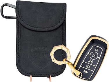 Digital Forensic Evidence U.S. Vet Business - Premium Quiet Seal Suede Universal Vehicle Anti-Theft Suede Faraday Case (X2 ShieldingCarabiner (Frosted Stone