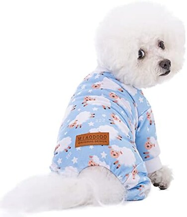 Miaododo Blue Puppy Christmas Dog Clothes Pajamas for Small Medium Dogs Girl Boy,Funny Pet Cat Dog Shirts Costume Sweaters Pjs Onesie Shirt,Doggie Onesies Cat Pet Outfit Frenchie Clothes