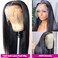 Subella 13x4 HD Straight Lace Frontal Wig Pre Plucked Hairline with Baby Hair Glueless 180% Density Transparent Lace Front Human Hair Wigs for Black Women Natural Black Color (30inch