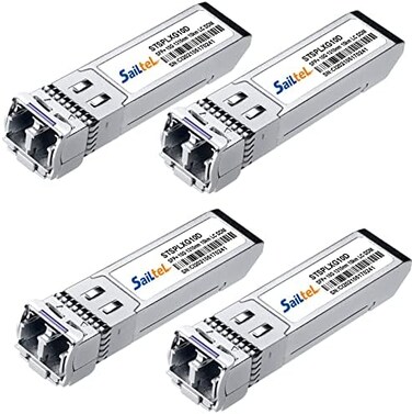 وحدة SaiLteL 10G جيجابت أحادية الوضع SFPLC، ألياف أحادية الوضع 1310 نانومتر، مدى يصل إلى 10 كيلومترات، DDM، جهاز إرسال واستقبال ألياف 10GBase-LR، متوافق مع Cisco وUbiquiti وMikrotik وNetgear وDlink وL