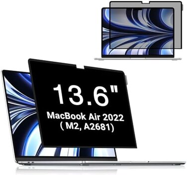 FILMEXT MacBook Air 13.6 inch Screen Protector Privacy M2 2022, Removable MacBook Air 13.6 Privacy Screen Shield for MacBook Air 13.6 M2 2022,Anti-Spy/Bubble Free/Easy On/Off
