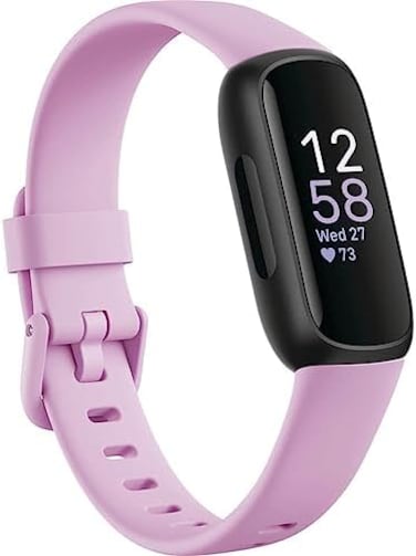 جهاز Fitbit Inspire 3 لتتبع الصحة واللياقة البدنية مع ميزات إدارة الإجهاد، وشدة التمرين، وتتبع النوم، ومعدل ضربات القلب على مدار الساعة، وغيرها، لون أرجواني فاتح/أسود، مقاس واحد (يشمل سوار SL)