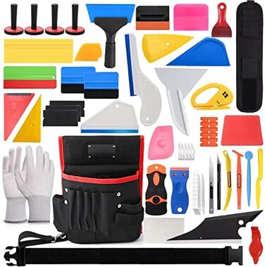 NEWISHTOOL Car Wrap Tools Window Tint Film Application Kit Includes Waist Tool Bag Wristband Pouch Vinyl Wrap Magnets PPF Squeegee Tools for Glass Film, Car WrappingPaint Protection Film Installing