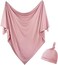 OWLOWLA Newborn Swaddle Set Stretch Wrap Swaddle Receiving Blanket for Baby Boy Girl(Blush-rm