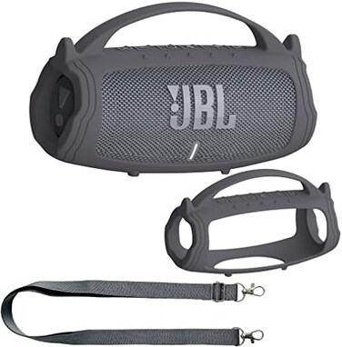 غطاء سيليكون من JCHPINE لسماعة JBL Charge 5 المحمولة بتقنية البلوتوث، غطاء حماية لملحقات سماعة JBL Charge 5 المحمولة بتقنية البلوتوث (غطاء رمادي)