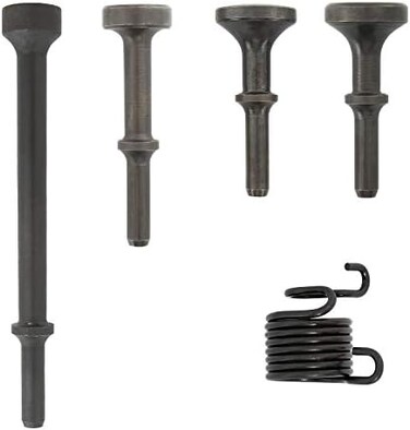 YaeKoo 5 Pcs Smoothing Air Hammer Tool Kit Pneumatic Chisel Bits Accessories 0.401'' (10mmShank Air Hammer Extended Length With Spring