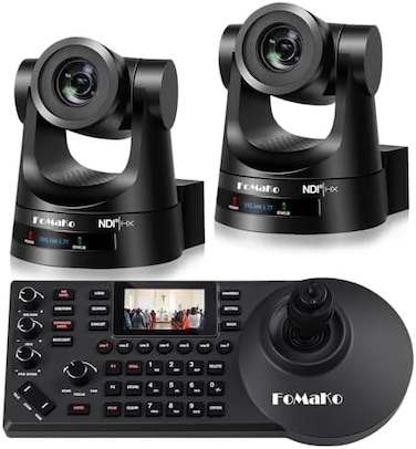 FoMaKo NDI PTZ Camera 30X Bundle HDMI 3G-SDI IP PoE HDMI PTZ Camera for Church Worship(2pcsPTZ Controller PoE IP PTZ Camera Controller Keyboard (PTZ Bundle KN30Ax2KC608 ProBN302