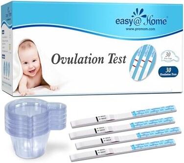 Easy@Home Ovulation Test Strips: Accurate 30 LH Ovulation Predictor Kit - Fertility Tests for Women &ndash; Powered by Premom Ovulation Tracker App30 LH30 Urine Cups